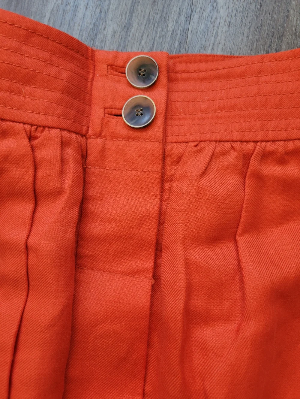 SALE J Crew Dorrie Mini Skirt Linen Blend Button Front Fiery Orange + Pockets 6